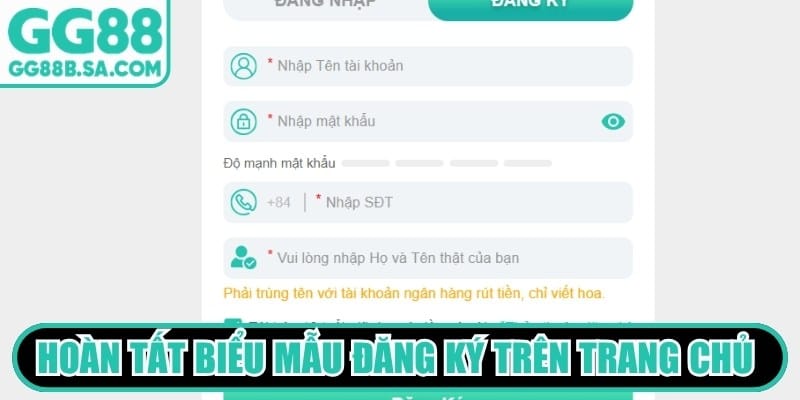 Đăng Ký GG88 - Tham Gia Nhà Cái, Nhận Thưởng Hấp Dẫn Hoàn tất biểu mẫu đăng ký trên trang chủ nhà cái quy định